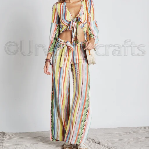 Pantalones Rectos A Rayas Para Mujer,Pantalón De Cintura Alta,Corte Largo, Holgado,Con Cinturón - Buy Pantalones Palazzo,Striped Palazzo Pantalones,De  Cintura Alta Pantalones Palazzo Product on Alibaba.com