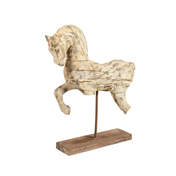 2022 New Arrival Indian Vintage Style Ornamental Home Decor Show Piece Wooden Horse On Stand from Rajasthan