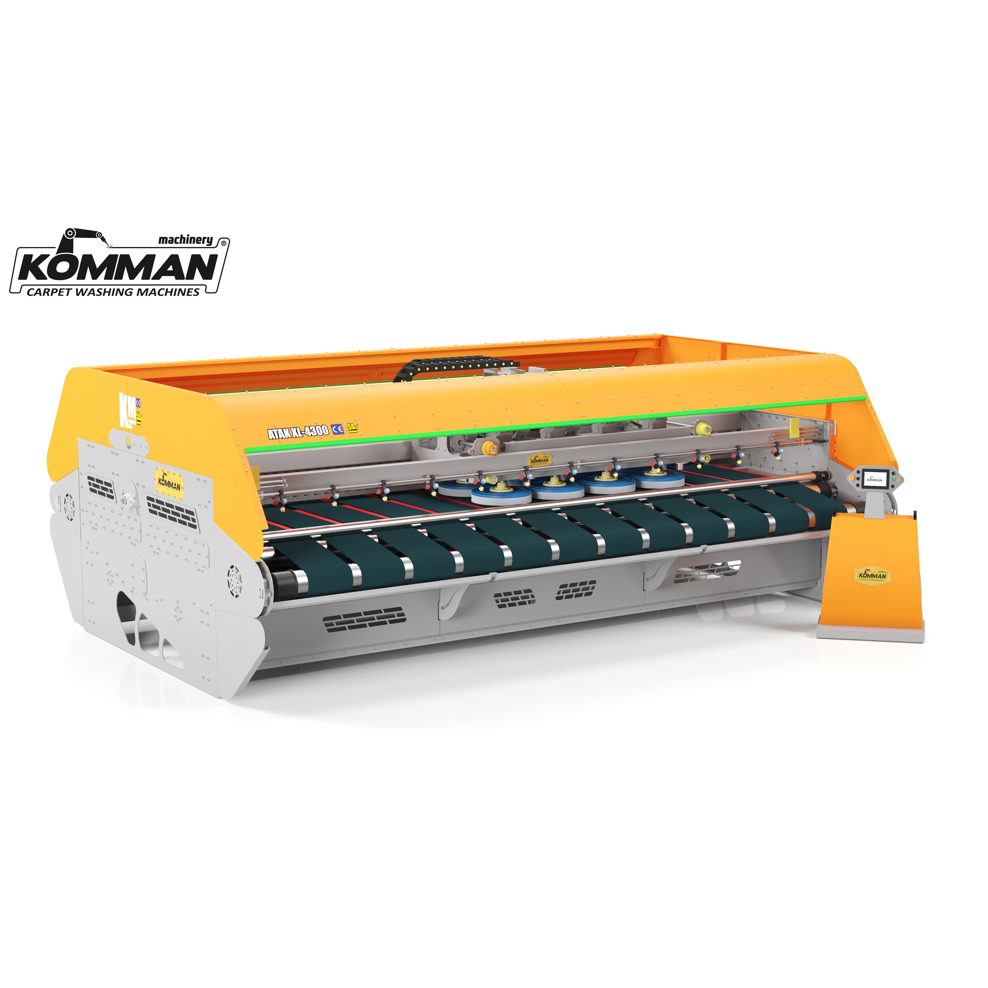 Automatic Industrial Rug Washing Machine- 4.50 Meter Conveyor Surface 12 Brushes Carpet Washer Atak Xl 4300