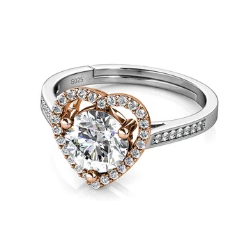 925 Sterling Silver 18k White Gold 1 Carat GRA Moissanite Love Heart Promise Ring For Women Destiny Jewellery