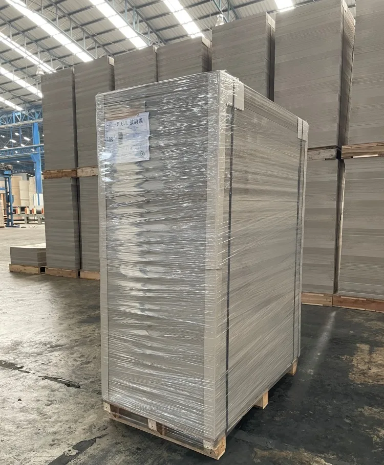 Grey Chipboard Laminated Paper Sheets on Wooden Pallet Raw Material Used for Hardcover Arch File