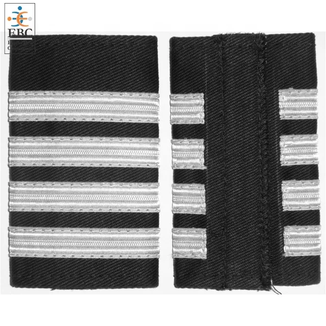 High Quality Pilot Epaulettes Gold Silver Braid Shirt Rank Slider Slipon OEM Captain Pilot Caps