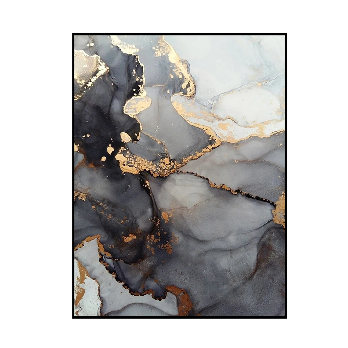 Modern Abstract Black Gold Marble Painting Fine Art Canvas Prints ...