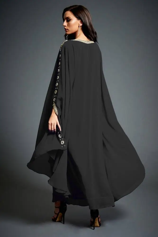 Women Abaya Plain Black GOLD Embroidered Plus Hand Beads Work Beautifully Designed Kaftan 2020 Model Burka AJM TRAFE HOUSE