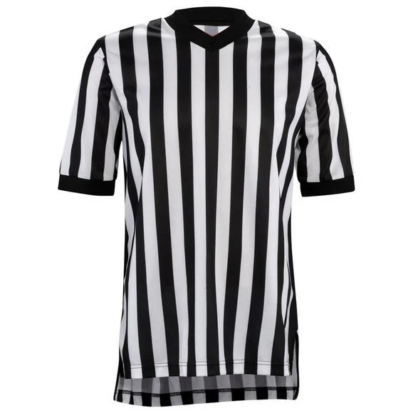 Rehomy Mens Official Umpire Jersey Black and White Stripe V-Neck Ref Uniform Referee Shirt for Basketball Football Soccer 