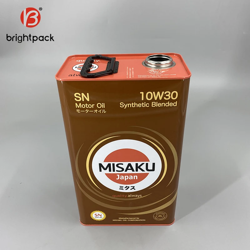Customized printing 5L metal tin can with handle for engine oil, JAPANESE cover for tin box