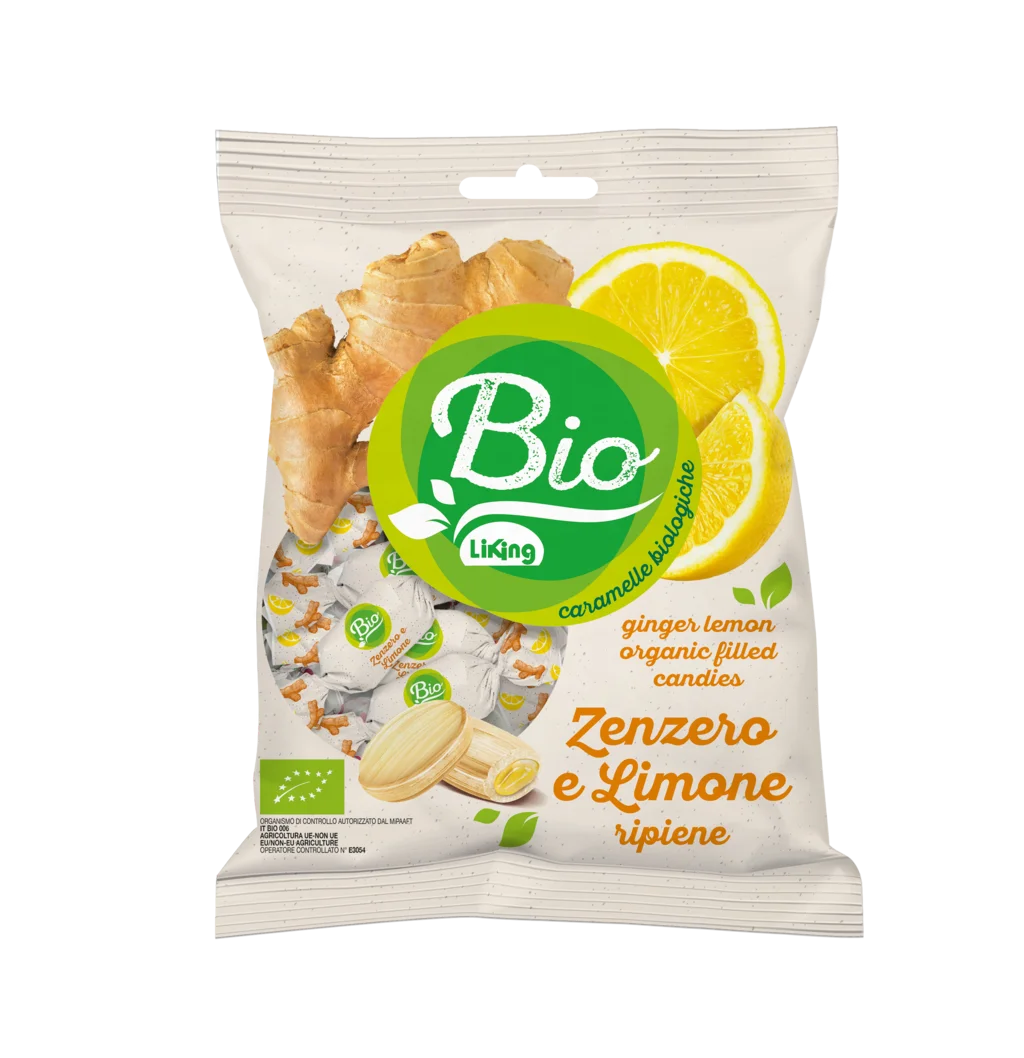bio ginger lemon - organic ginger lemon filled candies,90gr