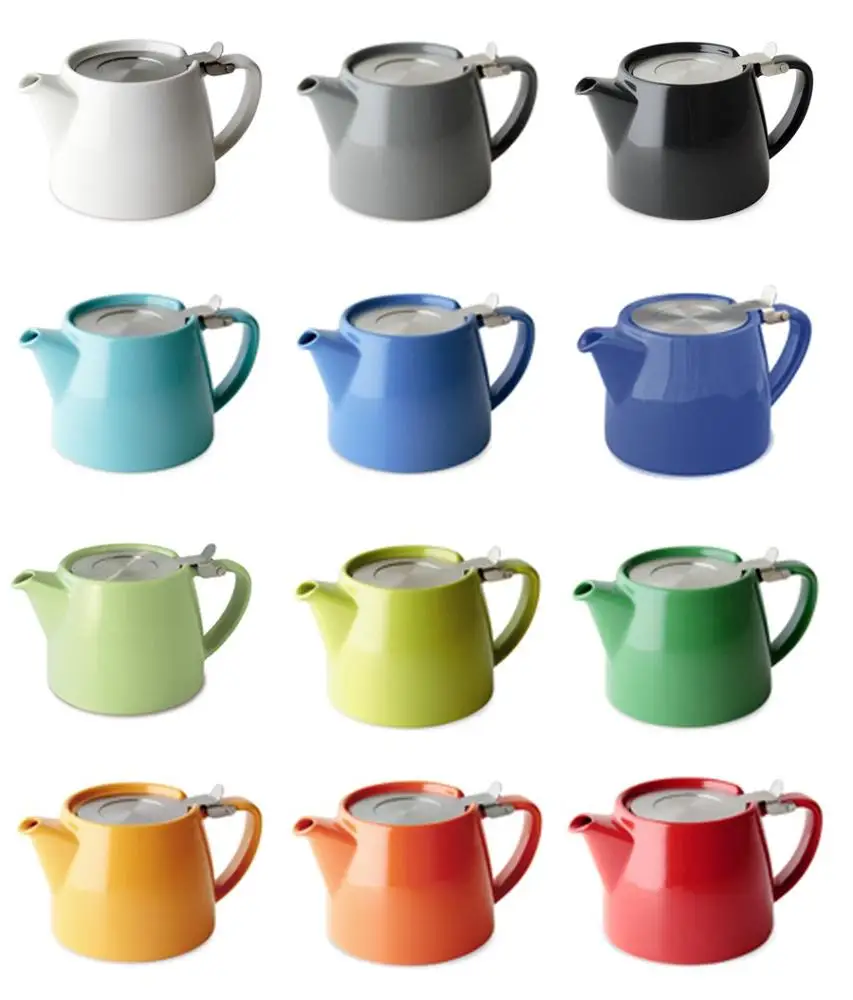 Modern Loose Leaf High White Porcelain Ceramic Tea Pot With Stainless