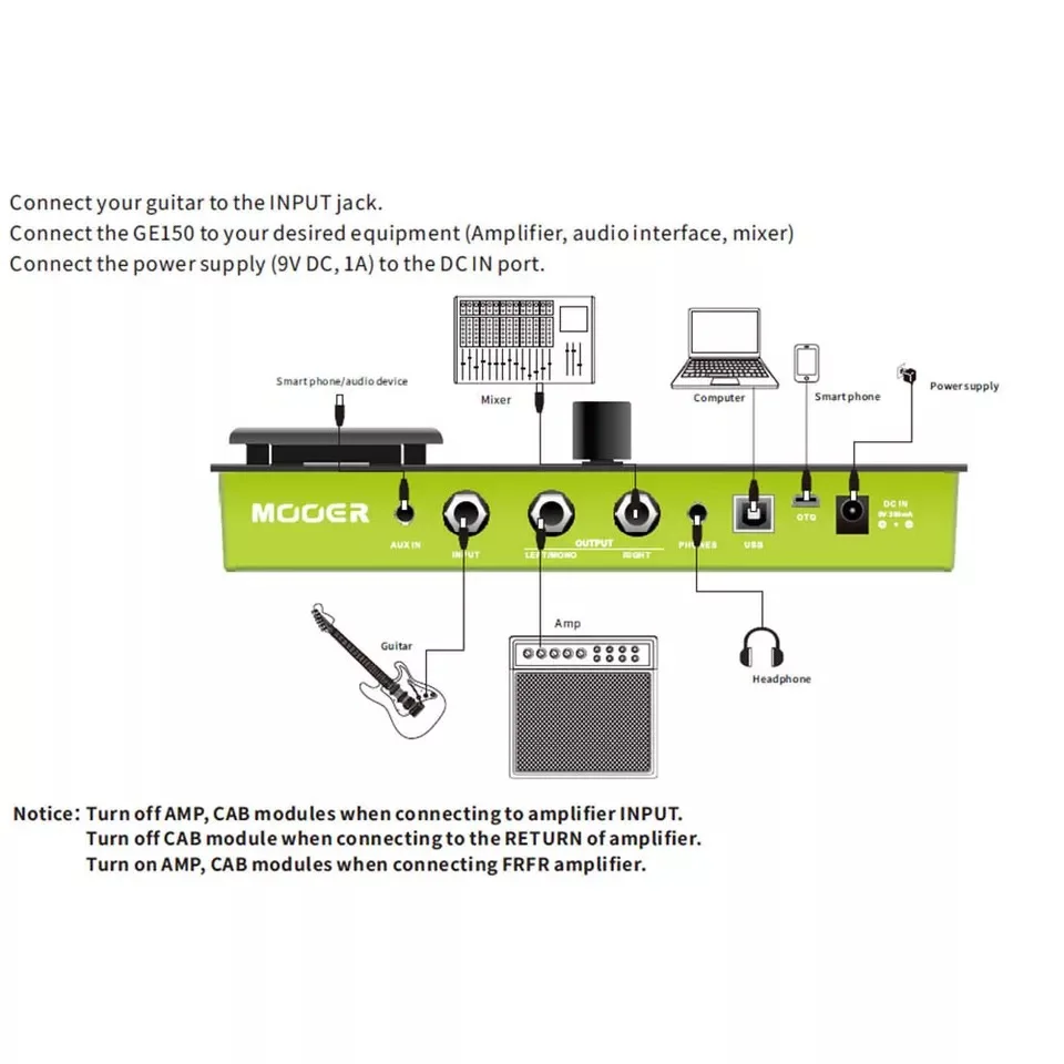 Mooer Ge150/ge150 Amp Modeling Multieffect Pedals Guitar Processor