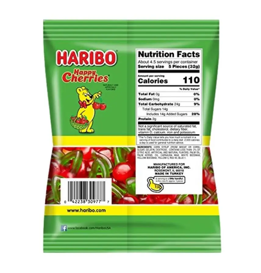 Haribo Gummi Candy Happy Cherries 5 Ounce Bag (pack Of 12) Buy Gummy