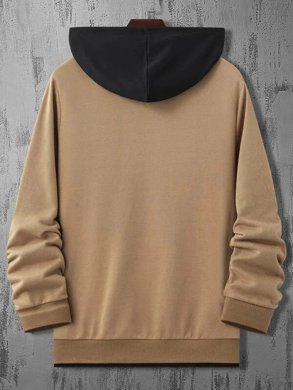 Source Men Slogan Graphic Color block Kangaroo Pocket Drawstring Hoodie  Long Sleeve Printed Oversize Pullover Hoodies Wholesale on m.alibaba.com