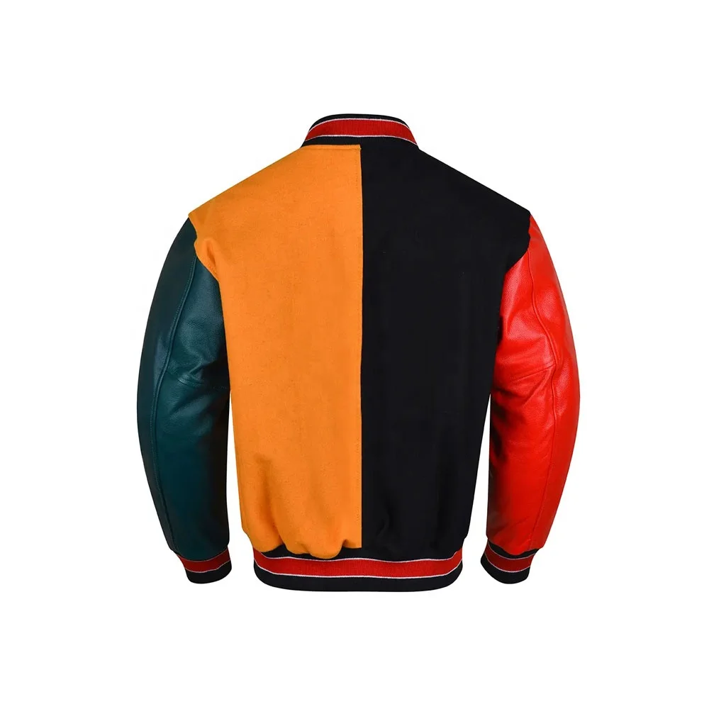 OEM Custom Ribbed Elastic Cuff Fashion Leather Sleeve Embroidery Varsity  Jacket for Men - China Varsity Jacket and Letterman Jacket price