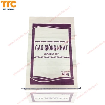 Vietnam manufactural 25kg 40kg 50kg packaging for rice grain flour feed pp woven bags