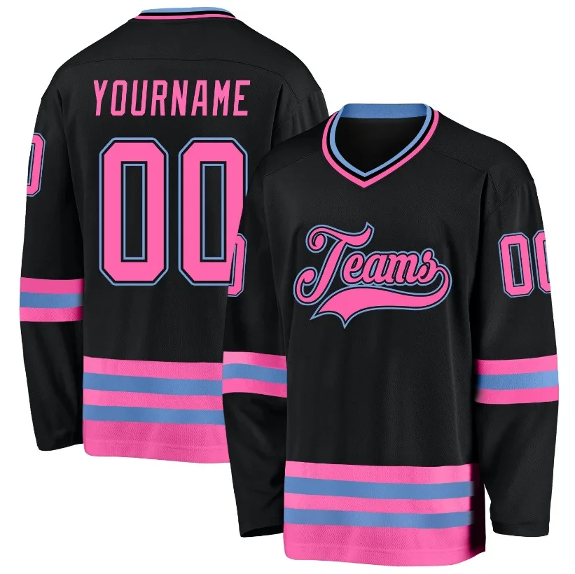 Custom Neon Green Black-White Hockey Jersey