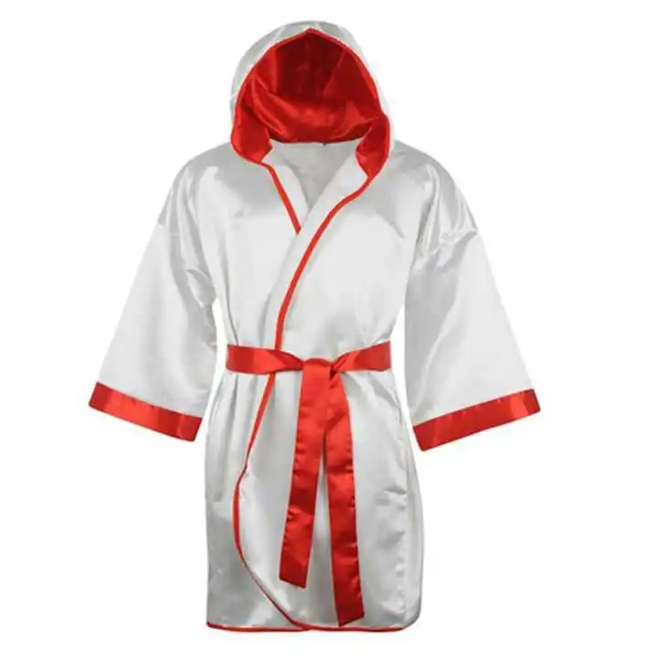 White Hooded Boxing Robe and Shorts Adult Size Standard 