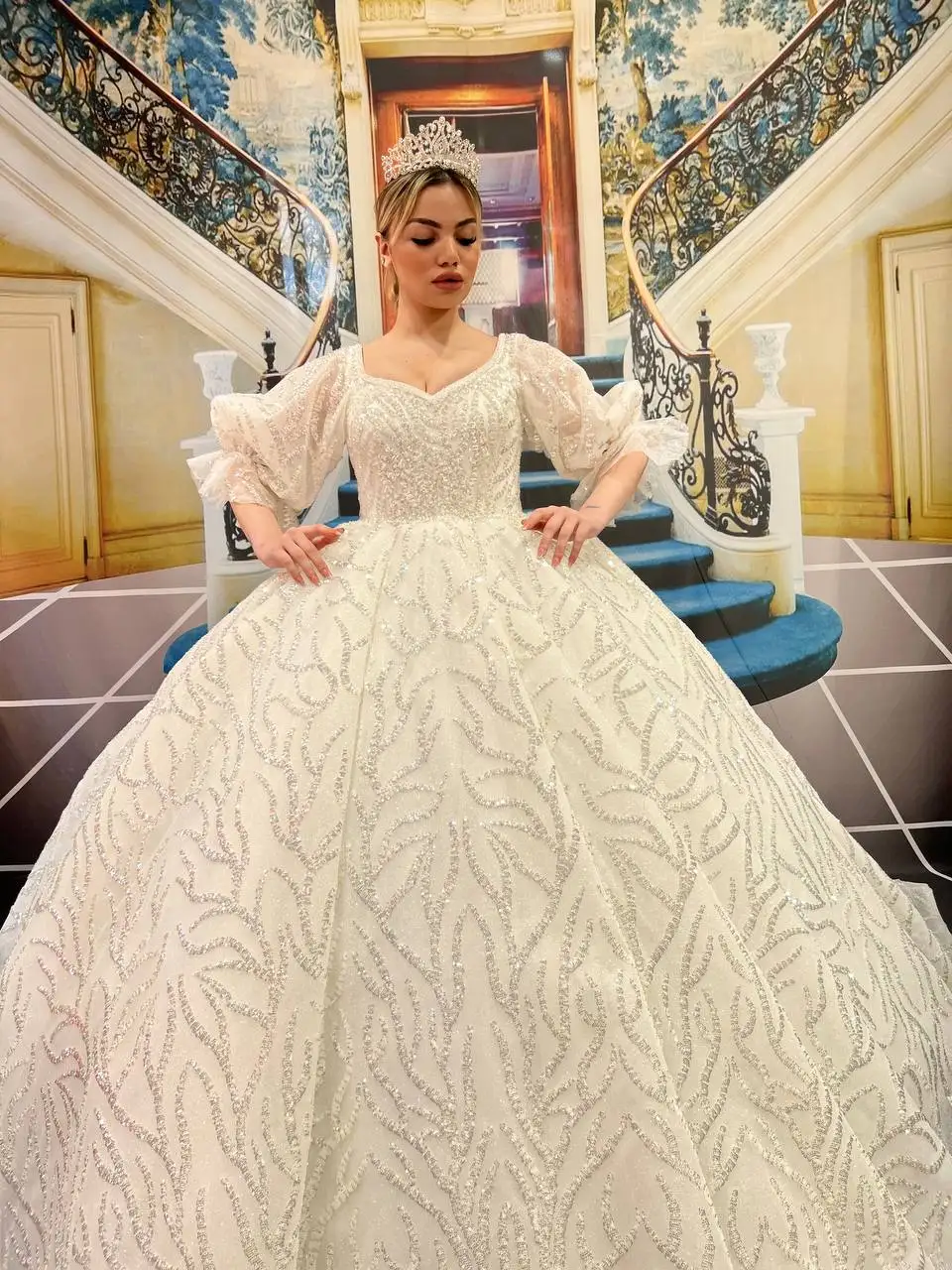 Turkish Woman Wedding Dress Bridal Gown Elegant Long Party Dress