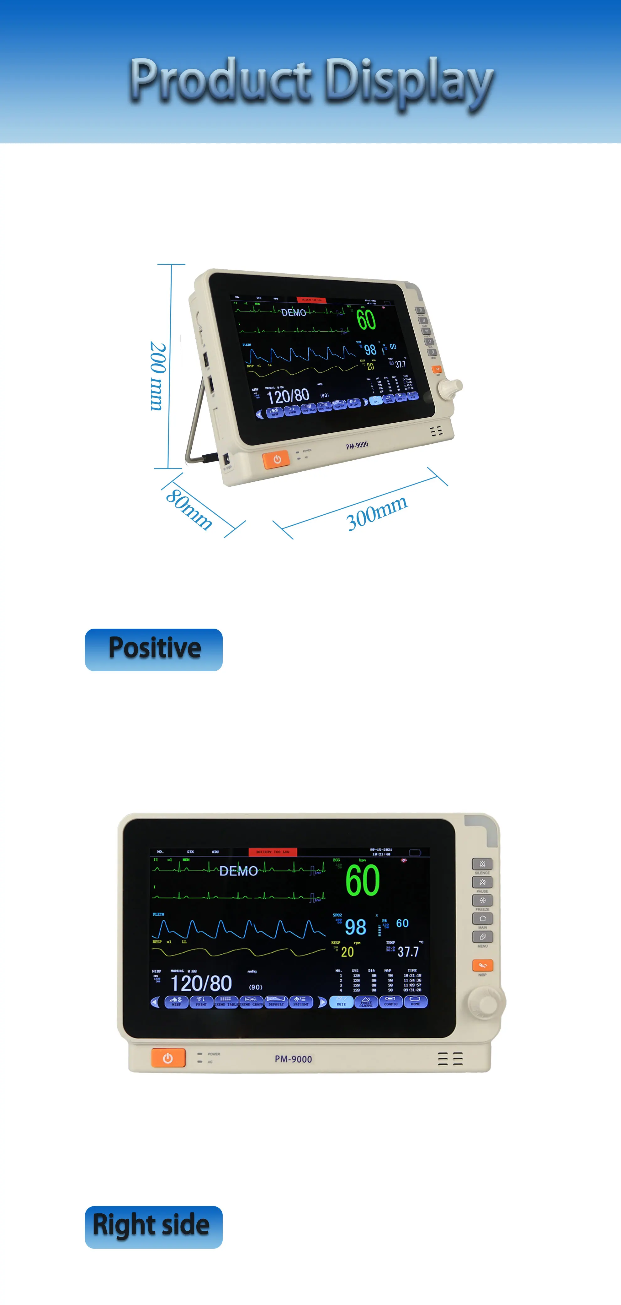 Ultra-Thin Portable Multi Parameter Patient Monitor for Dental Examination and Therapy Equipment