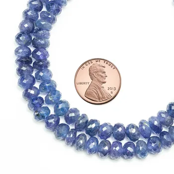 Top Quality Natural Tanzanite Faceted Rondelle Beads Wholesale Tanzanite Faceted Gemstone Beads For Jewelry