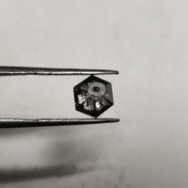 Rustic Diamond Hexagon Shape 0.24 Carat Real Natural Salt and Pepper Diamond for Wholesale
