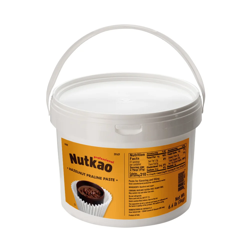 Ideal for adding Ganaches, Buttercreams, Cake Frostings for hazelnuts praline paste  (NUT 26202) 3.0Kg (6.6Lb) buckets.