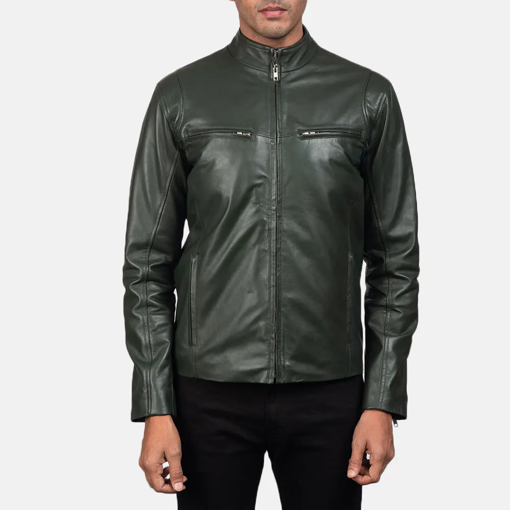 mid length mens leather jacket