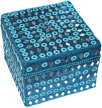 Turquoise Square Jewelry Box in Lac