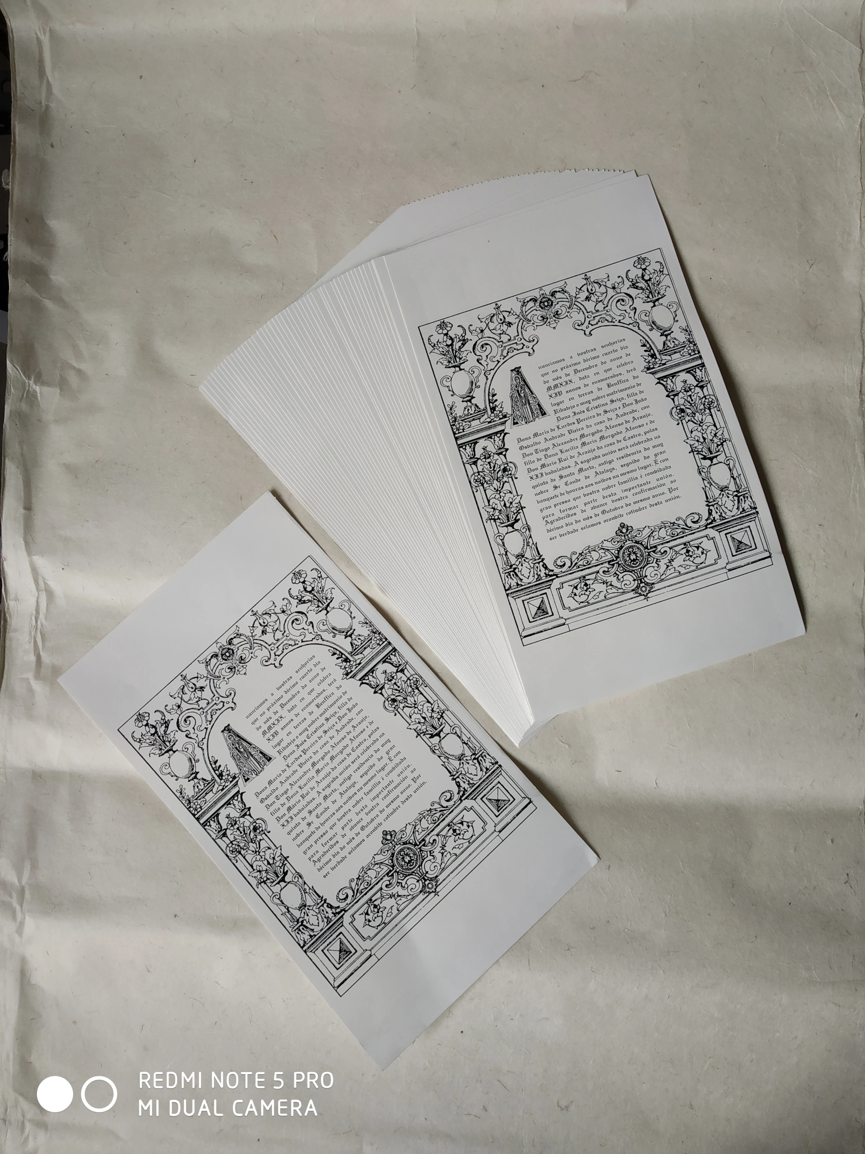 Custom Made Mini Scroll Invites With Foil Stamped Papers Available Blank and Without Print