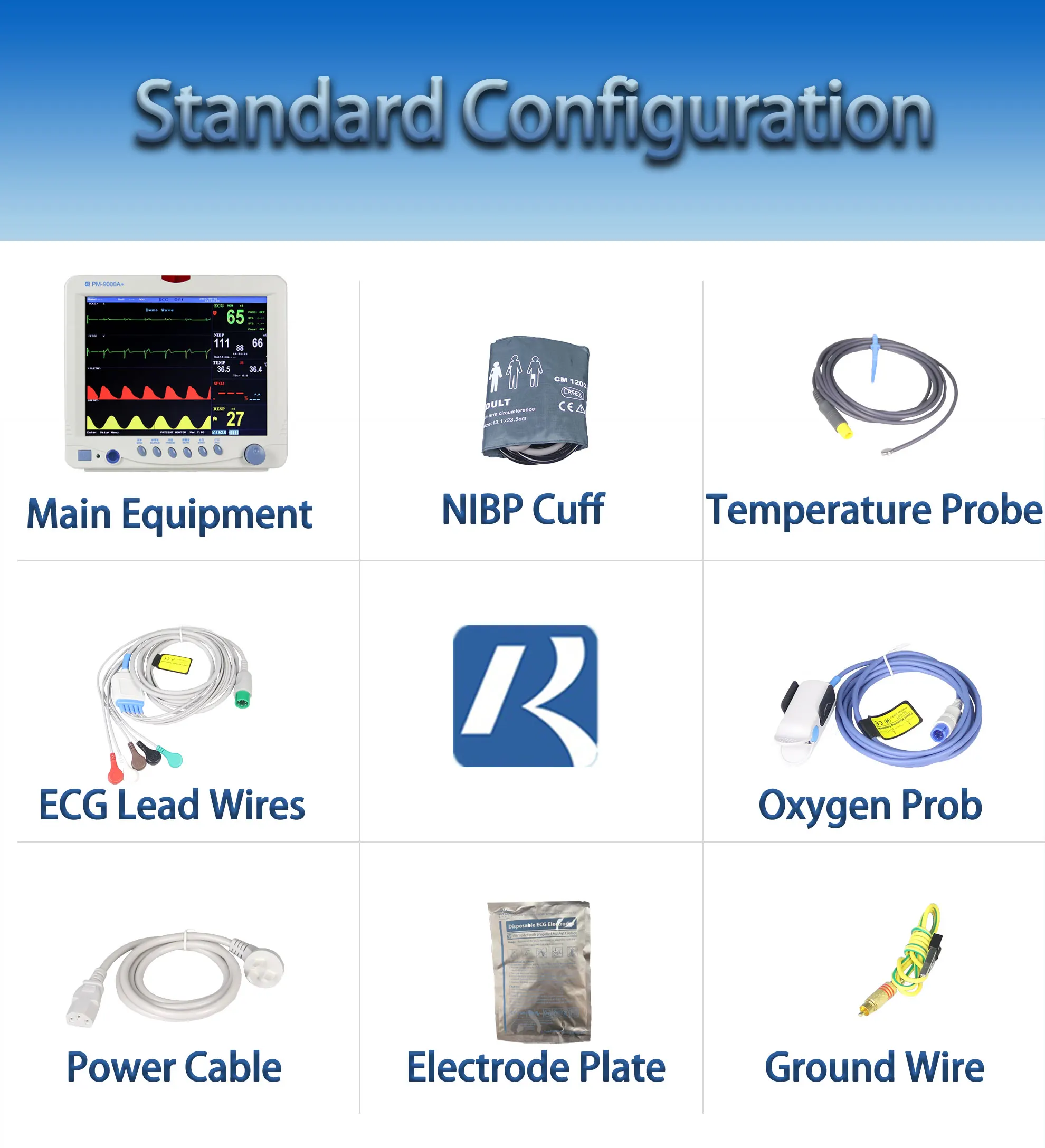Emergency Hospital Apparatus Touch Screen Patient Monitor with 2 Years Warranty and GB/T18830-2009 Safety Standard for ICU Vital Sign Monitoring