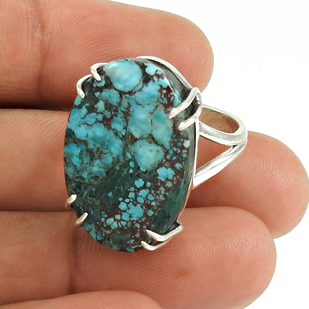 Natural Turquoise Prong Set Special Ring Gemstone Jewelry 925 Sterling Silver Wholesale Jewelry Handmade Rings Manufacturer