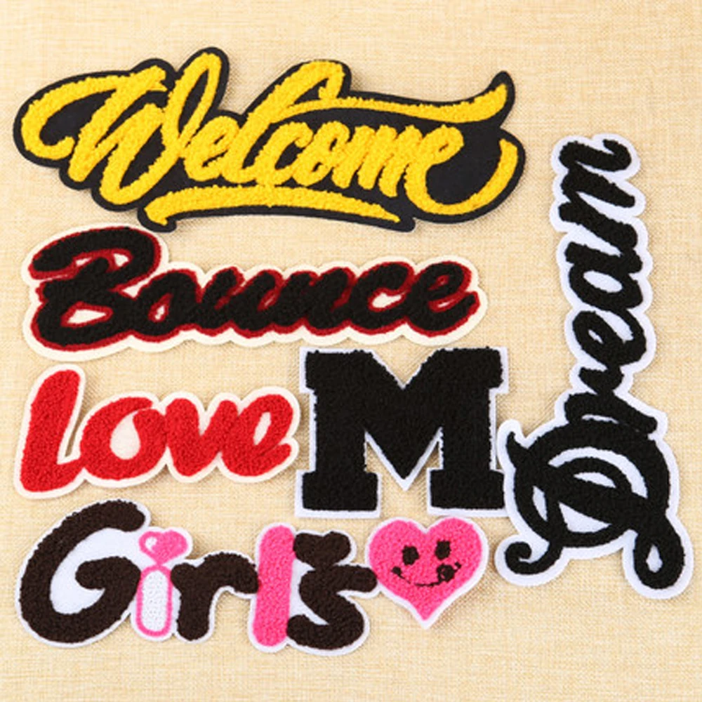 Chenille Letter Patches Embroidered Chenille Iron On Backing Sew On