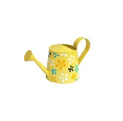 YELLOW HAND PANTING GARDEN WATER CAN HOME AND GARDEN DECORATIVE WATERING CAN OUTDOOR GARDEN PLANTER GALVANIZED FLOWER IRRIGATION