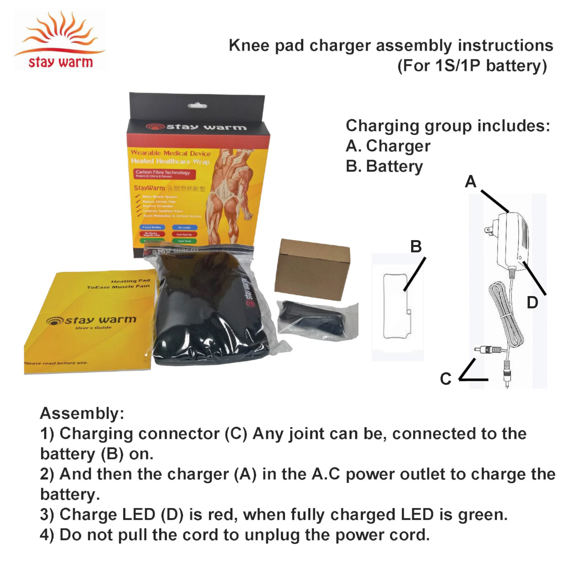 Far Infrared 3.7v Rechargeable Battery Operated Heated Knee Brace Wrap
