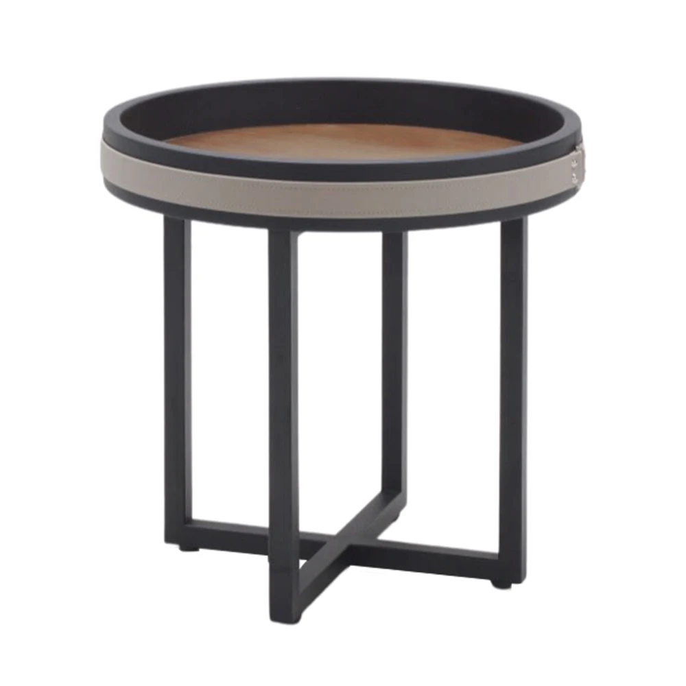 Round Small Coffee Table With Metal Wooden Top Leather Tableside Buy Furniture Solid Wood Metal Cross Legs Leather Coffee Table Round Leather Tableside Indoor Living Room Home Office Product On Alibaba Com