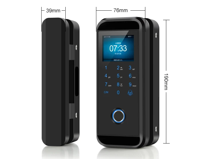 Frameless Glass Door Biometric Fingerprint Smart RFID Card Password Home Office Remote Control Electronic Lock