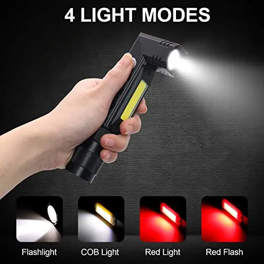 Multifunction Led Torch Led Flashlight 90 Rotating Degree Flashlights Rechargeable Work Light for Car Repair