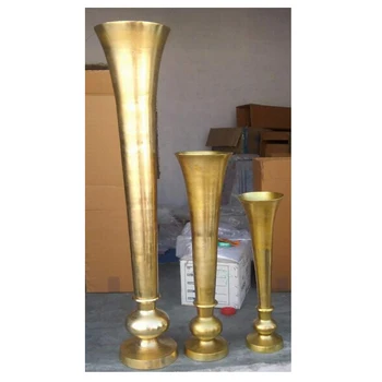 Aluminium Gold Plated Large Pillar Flower Vase for Wedding Decor Tall Floor Vases Modern Smart Collection Flower Vases Home Art