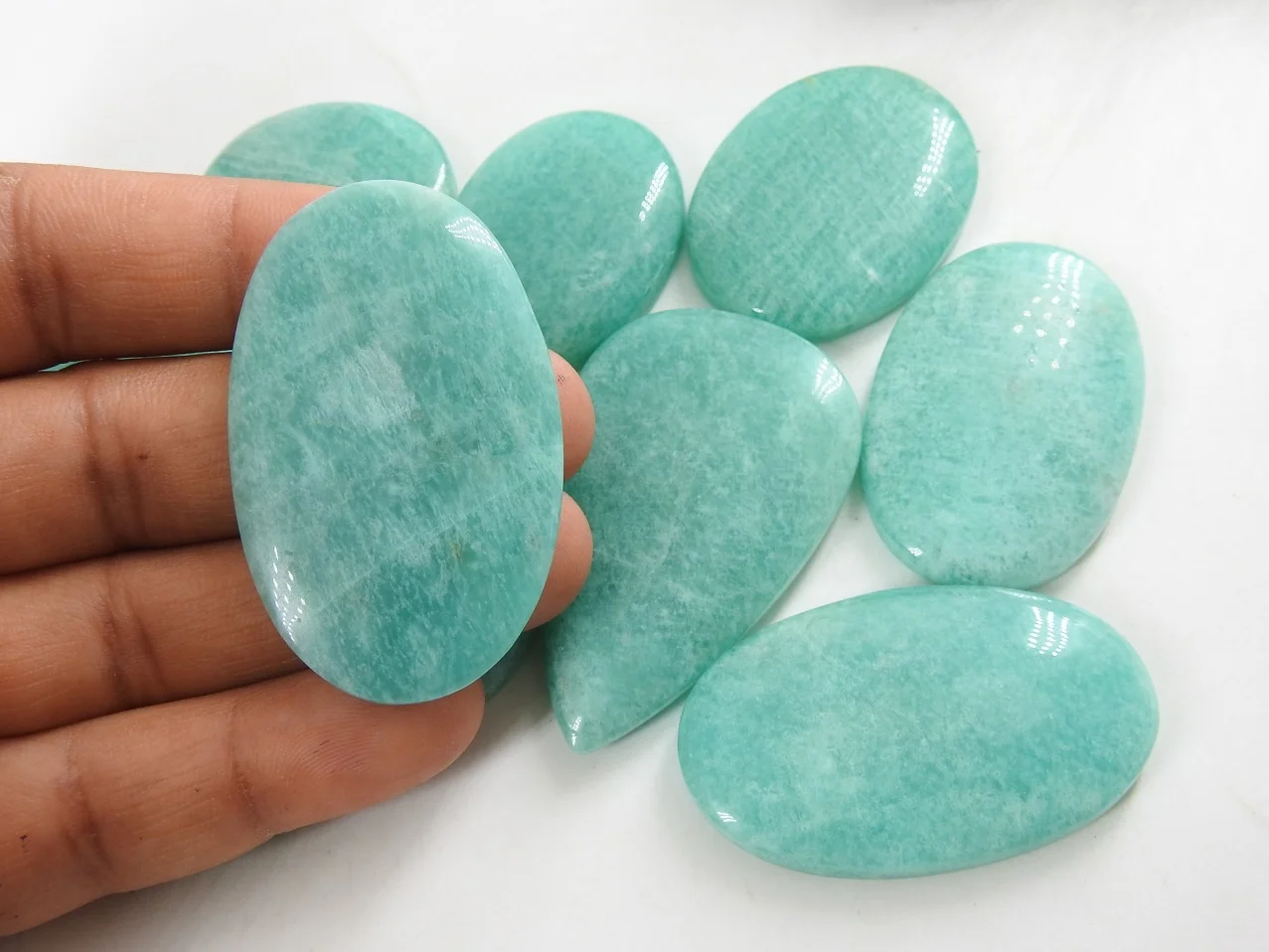 Amazonite Smooth Handmade 100% Natural Green Stone Cabochons Loose Gemstones for Jewelry Making Wholesale Supplies