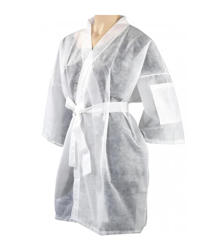 Kimono Gown Nonwoven Kimono Bath Gown Disposable Kimono Spa Gown Moq