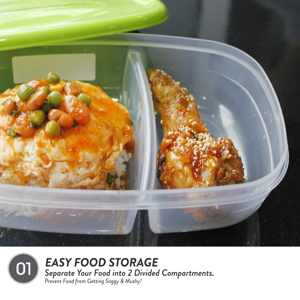 Elianware Bpa Free Plastic (pp) Reheatable Bento Food Safe Food Container Dishwasher Safe 2