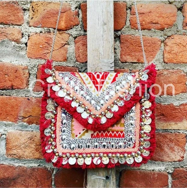 Handmade Bohemian Embroidered Indian Handbag Purse Bag Sling