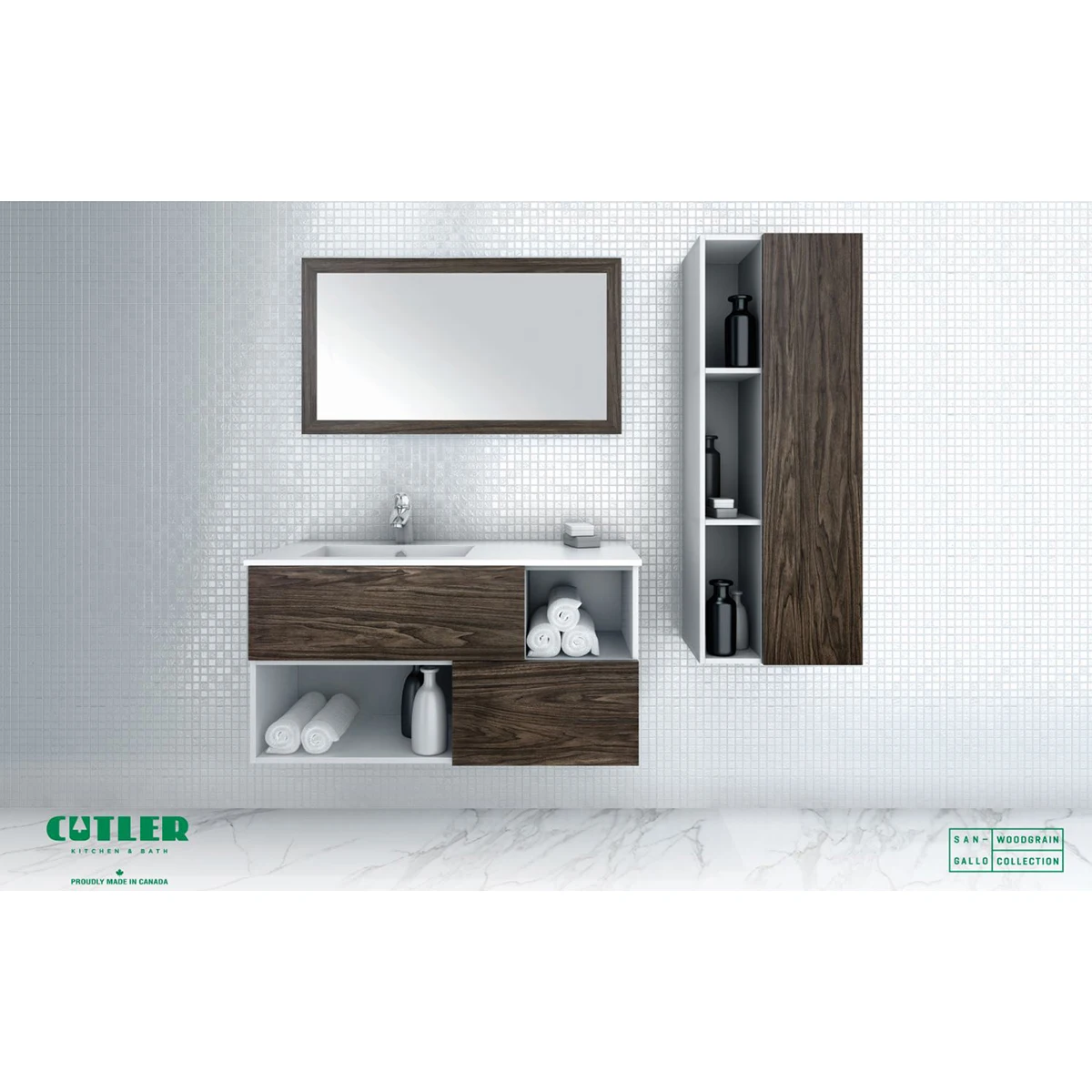 Sangallo Woodgrain Collection 42 Wall Mount Bathroom Vanity