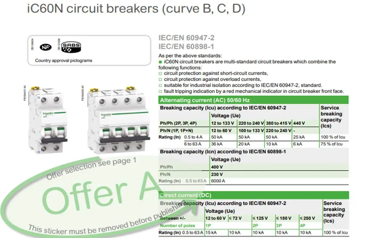 A9f751xx Series Schneider Miniature Circuitbreaker Mcbs Buy Molded