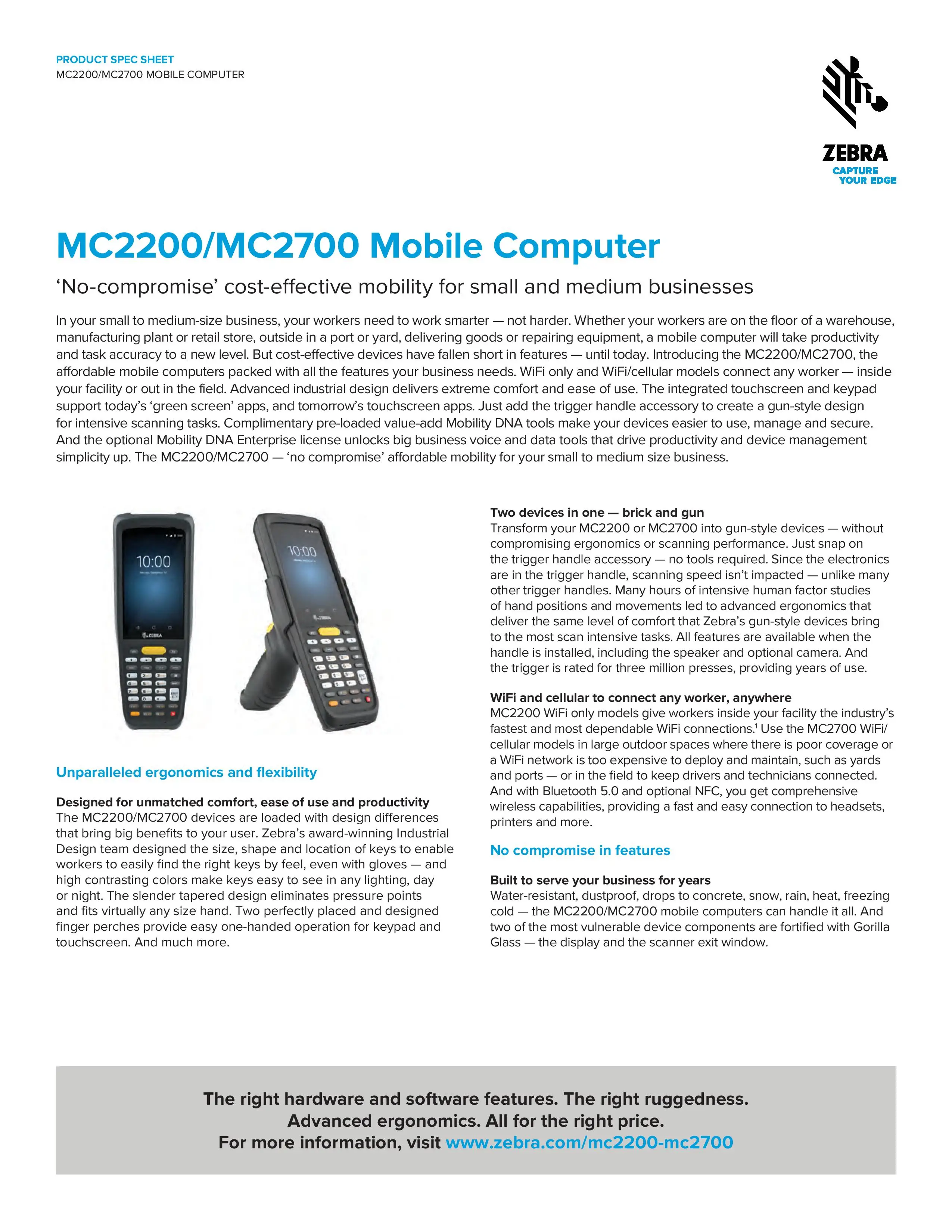 Zebra Mc2200 Mobile Computers For Small And Medium Sized Businesses Buy Rugged Barcode 7242