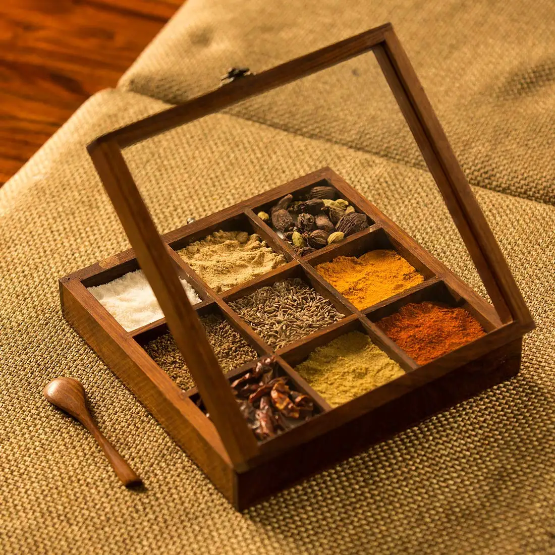 Wooden Spice Box Spoon in Sheesham Wood Masala Spice Boxes Masala Daani  Namak Dani Dabba Best Mothers Day Kitchen Accessories