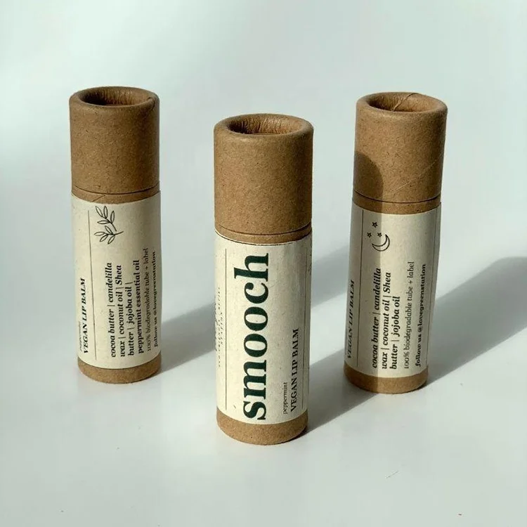 Recycle Round Empty Cardboard Container Eco Kraft Deodorant Container Push up Paper Tube for Lip Balm
