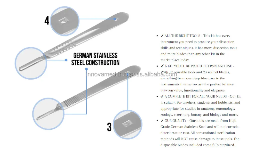 Advanced Dissection Kit 37 Pieces High Grade Stainless Steel