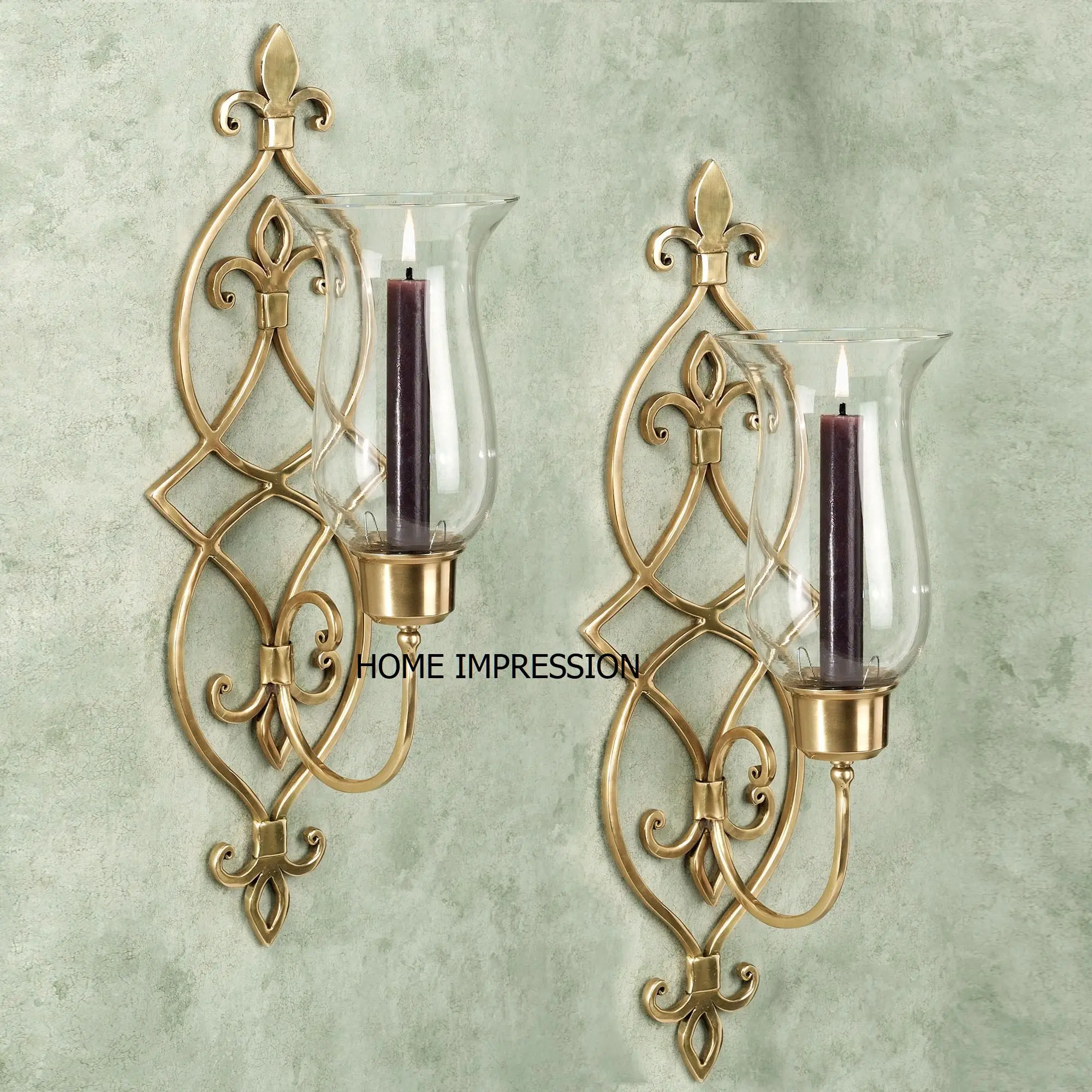 Bougeoir Mural Vintage – Bois Et Verre, Tons Marron, Style Ancien