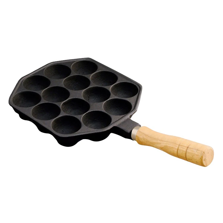 Bacocoo 7-Hole Takoyaki Pan - Large Aperture Nonstick Japanese Pancake Maker With Glass Lid, For Gas Stove, Black Aluminum, 15.35x11.02 Inches