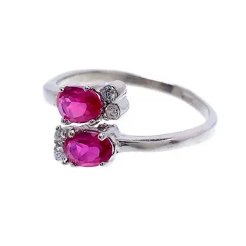 Natural Ruby & White Cz 925 Sterling Silver Rings