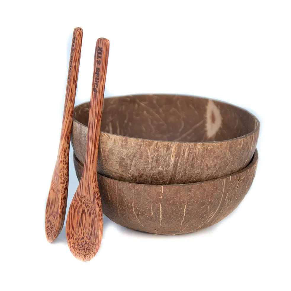 Wholesale Customized Round Tableware Set Thailand Coconut Shell Bowl for Baby and Kitchen Use for Ice Cream Serving